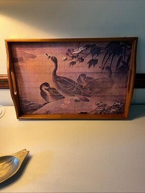 Vintage wood duck tray by Lu Ji from Ming Dynasty